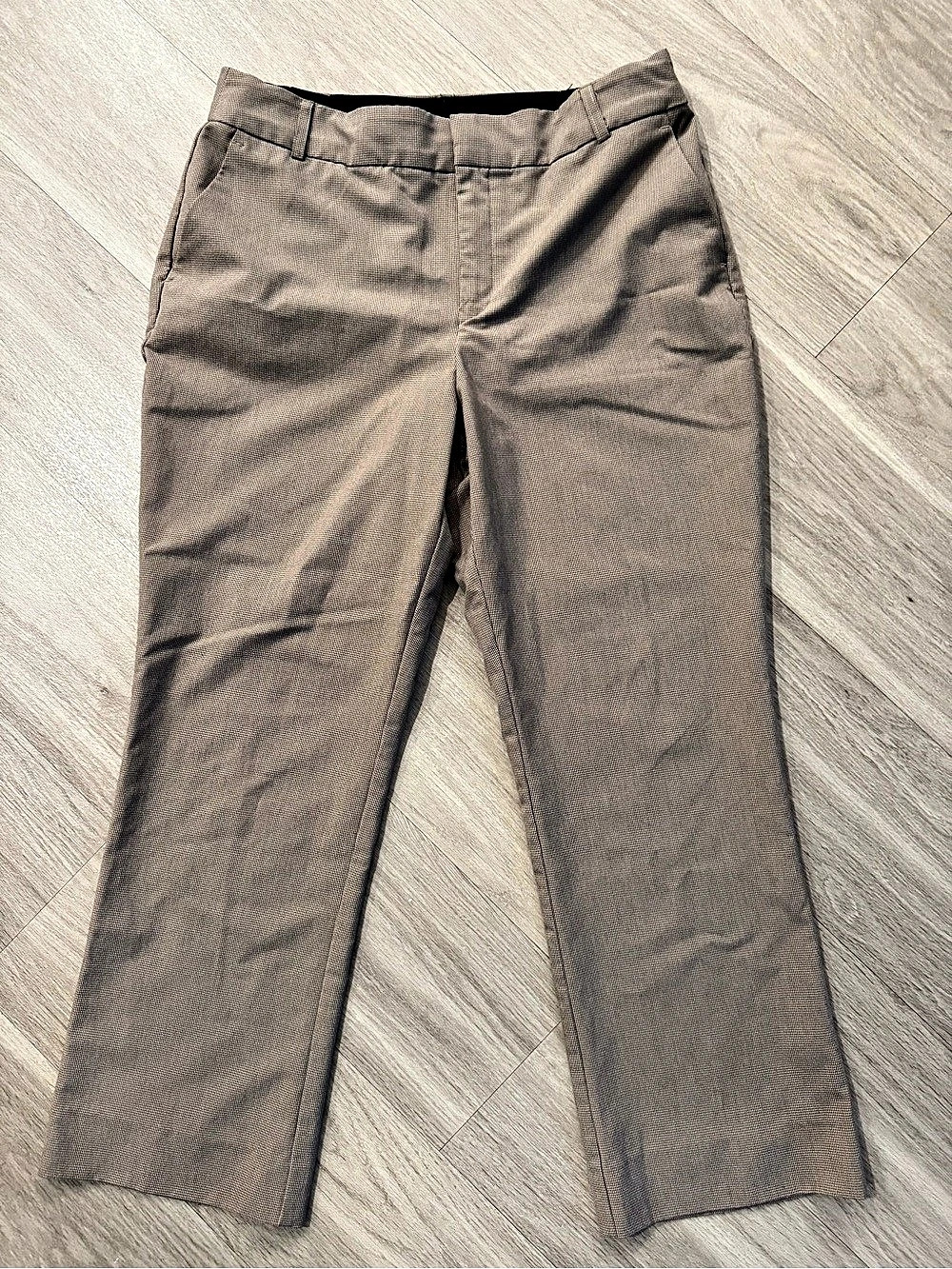 Nine West Barely Bootcut Dress Trousers Checkered Brown/Tan Pants, Size 12